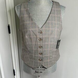 Express Editor Textured Herringbone Five Button Blazer Vest Size M NWT